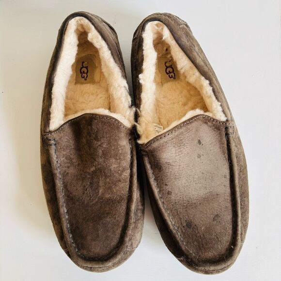 UGG Ascot Slipper – Gray Suede, Shearling Lined, Moc Toe, Men’s Size 10 - Picture 4 of 6